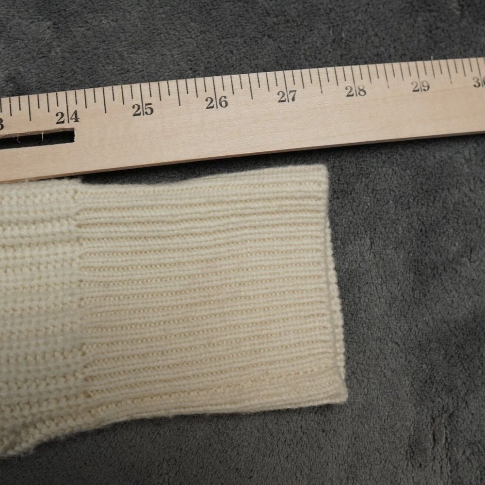 Wanakome Noemie Wool Sweater Women XS‎ Off White Blue Star 1/4 Zip Warm Comfy - Picture 9 of 12